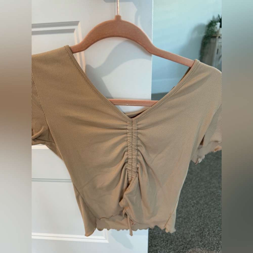 Tan tie up tee